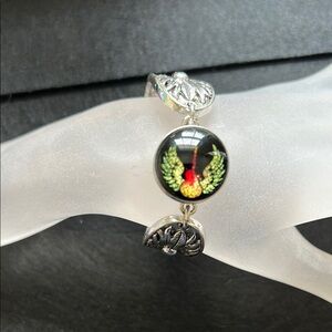 Elegant Silver Bracelet with Colorful Accents who loves music 18mm snap button.
